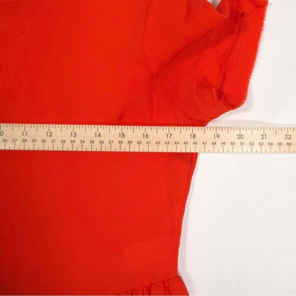 VERONICA BEARD 100% SILK Peplum Top Short‎ Sleeve Tee Orange S172-SGG4370 Size 6 - Picture 5 of 8